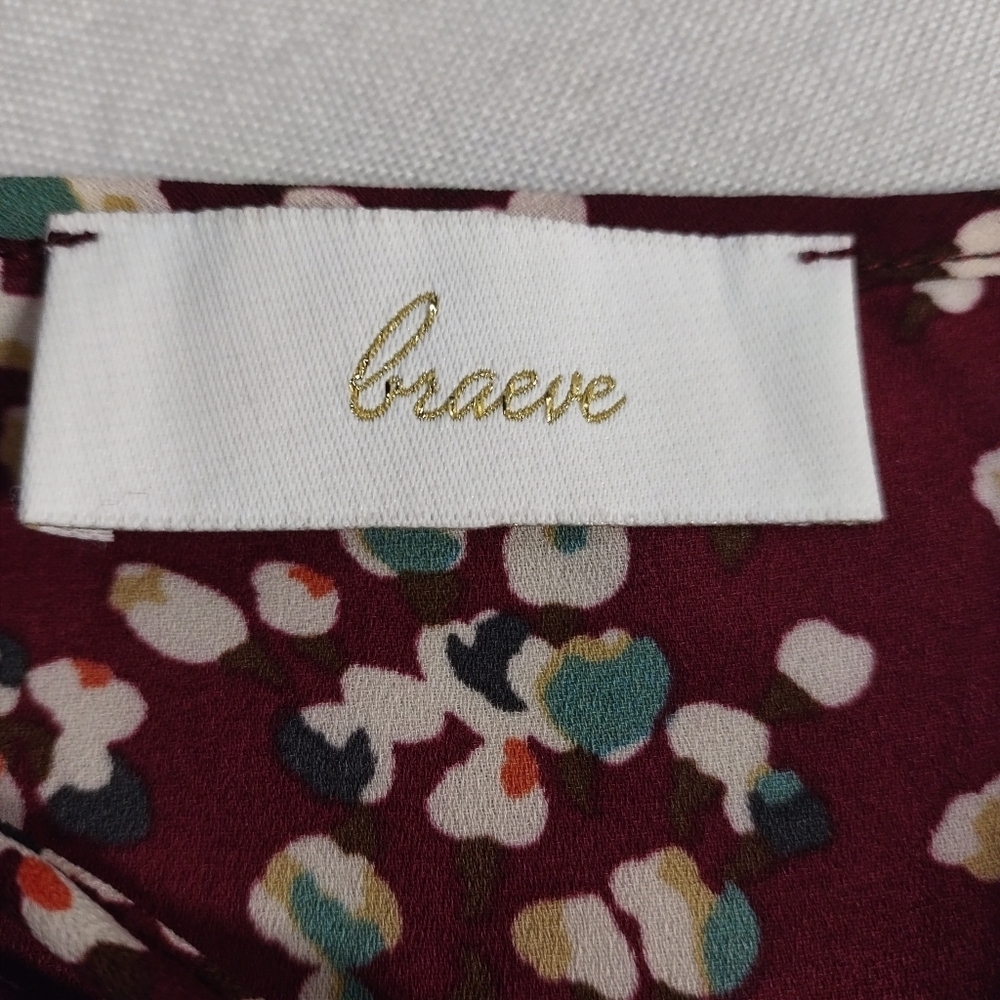 Braeve Blouse Women's Multicolor Tasseled Accents Polyester 3/4 Sleeve Sz Medium - Picture 7 of 8